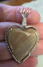 Load image into Gallery viewer, Custom Wire Wrapped Hokie Stone Virginia Tech Pink Quarry Heart Necklace/Pendant Sterling Silver