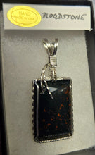 Load image into Gallery viewer, Custom Cut Polished &amp; Wire Wrapped Bloodstone Necklace/Pendant  Sterling Silver