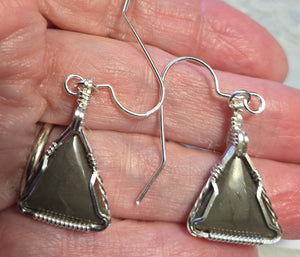 Custom Cut & Polished Hokie Stone From Virginia Tech Gray Quarry Set: Earrings, Necklace/Pendant Sterling Silver