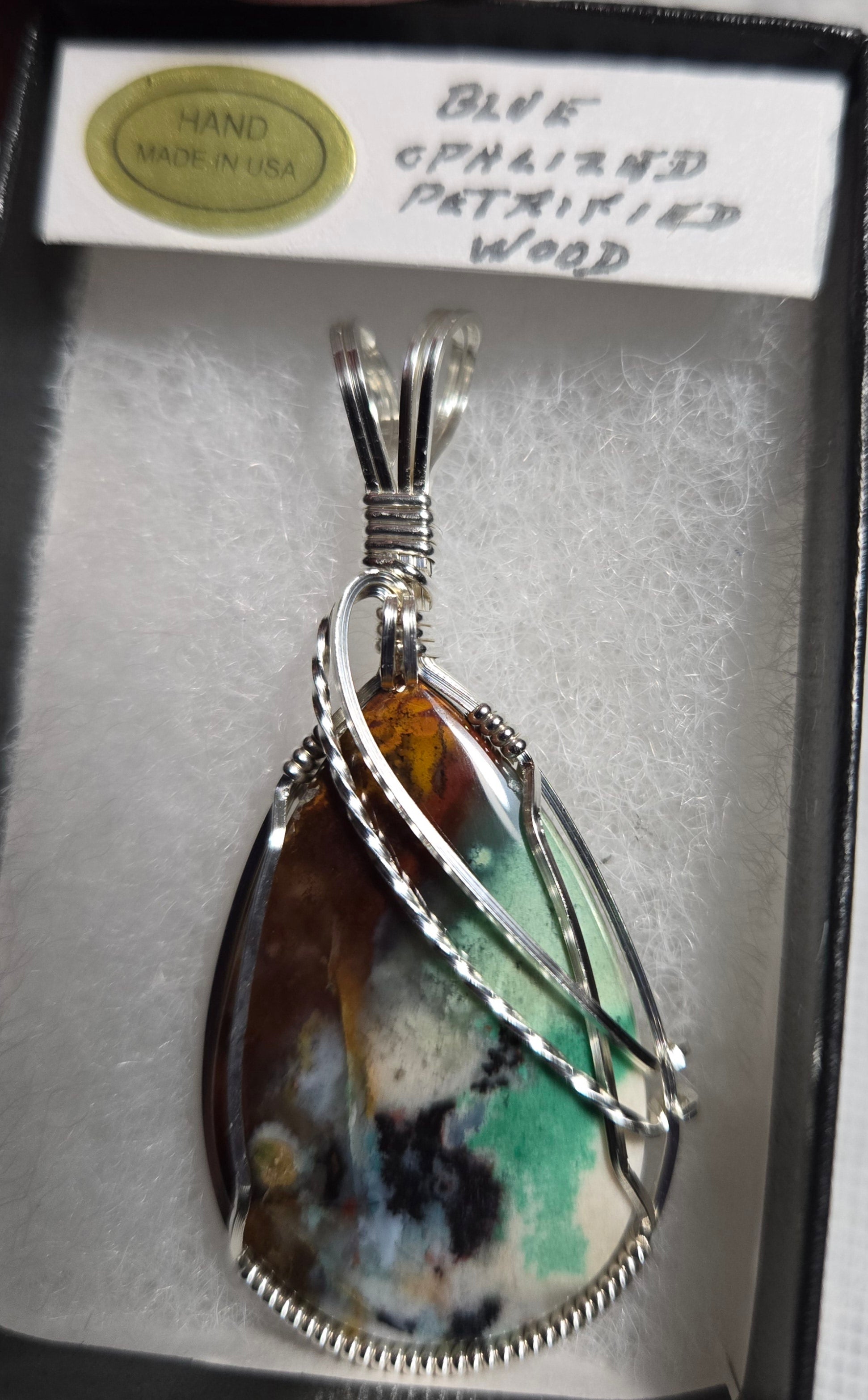 Factory Wire wrapped petrified wood/agate pendant