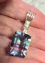 Load image into Gallery viewer, Custom Wire Wrapped Faceted Rainbow Lavender Flourite 11.5 ct. Necklace/Pendant Sterling Silver
