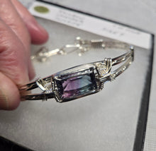 Load image into Gallery viewer, Custom Wire Wrapped Faceted Rainbow Lavender Flourite 11 ct. Bracelet Sterling Silver Size 7