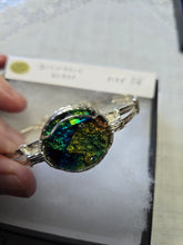 Load image into Gallery viewer, Custom Wire Wrapped Dichroic Glass Bracelet 7 1/4 Sterling Silver