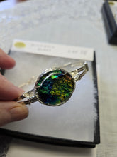 Load image into Gallery viewer, Custom Wire Wrapped Dichroic Glass Bracelet 7 1/4 Sterling Silver