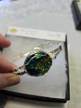 Load image into Gallery viewer, Custom Wire Wrapped Dichroic Glass Bracelet 7 1/4 Sterling Silver