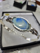 Load image into Gallery viewer, Custom Cut Polished &amp; Wire Wrapped Uranium Slag Glass Bracelet Size 7 1/2 Sterling Silver