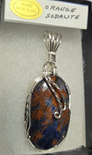 Load image into Gallery viewer, Custom Wire Wrapped Orange Sodalite Necklace/Pendant Sterling Silver