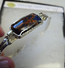 Load image into Gallery viewer, Custom Cut Polished &amp; Wire Wrapped Orange Sodalite Size 7 1/4 Bracelet Sterling Silver