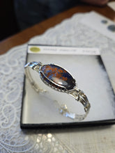 Load image into Gallery viewer, Custom Cut Polished &amp; Wire Wrapped Orange Sodalite Bracelet Size 6 3/4 Sterling Silver