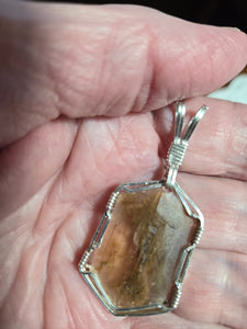 Custom Wire Wrapped Rare Natural Hourglass Selenite from Jet Oklahoma Necklace/Pendant Sterling Silver