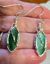 Load image into Gallery viewer, Custom Cut Polished &amp; Wire Wrapped Green Bridewell Stone Set: Necklace/Pendant Earrings Sterling Silver