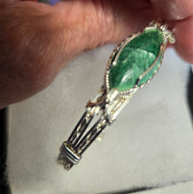 Load image into Gallery viewer, Custom Cut Polished &amp; Wire Wrapped Green Bridewell Stone Bracelet Size 7 Sterling Silver