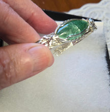 Load image into Gallery viewer, Custom Cut Polished &amp; Wire Wrapped Green Bridewell Stone Bracelet Size 7 Sterling Silver