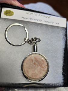 Custom Cut & Polished Pink Hokie Stone from Virginia Tech Quarry Key Chain