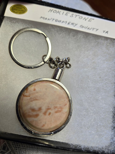 Custom Cut & Polished Pink Hokie Stone from Virginia Tech Quarry Key Chain