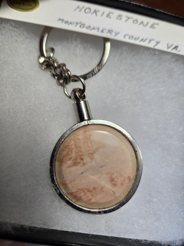 Custom Cut & Polished Pink Hokie Stone from Virginia Tech Quarry Key Chain