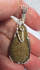 Custom Cut & Polished Pink Granite Mount Desert Island Maine Necklace/Pendant Sterling