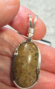 Custom Cut & Polished Pink Granite Mount Desert Island Maine Necklace/Pendant Sterling Silver