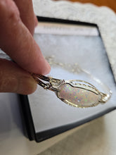 Load image into Gallery viewer, **SOLD**Custom Cut Polished &amp; Wire Wrapped Synthetic Opal Bracelet Size 7 Sterling Silver