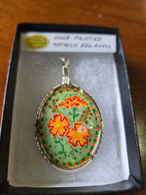 Load image into Gallery viewer, Custom Wire Wrapped Hand Painted Ostrich Egg Shell Necklace/Pendant Sterling Silver