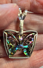 Load image into Gallery viewer, Custom Wire Wrapped Paua Shell Butterfly Necklace/Pendant Sterling Silver