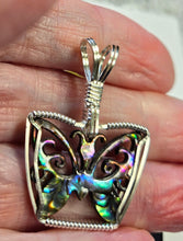 Load image into Gallery viewer, Custom Wire Wrapped Paua Shell Butterfly Necklace/Pendant Sterling Silver