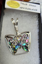 Load image into Gallery viewer, Custom Wire Wrapped Paua Shell Butterfly Necklace/Pendant Sterling Silver