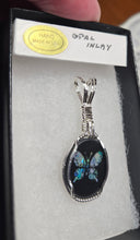 Load image into Gallery viewer, Custom Wire Wrapped Australian Opal Inlay Butterfly Necklace/Pendant Sterling Silver