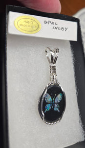 Custom Wire Wrapped Australian Opal Inlay Butterfly Necklace/Pendant Sterling Silver