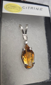 Custom Wire Wrapped Faceted Citrine 7.13 cts Necklace/Pendant  Sterling Silver