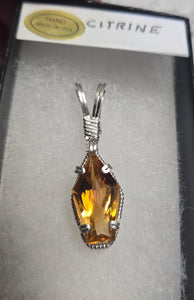 Custom Wire Wrapped Faceted Citrine 7.13 cts Necklace/Pendant  Sterling Silver