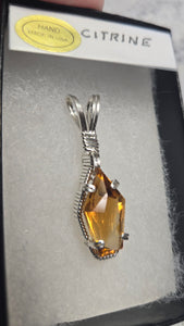 Custom Wire Wrapped Faceted Citrine 7.13 cts Necklace/Pendant  Sterling Silver