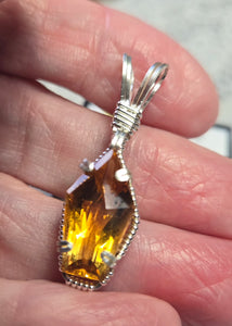 Custom Wire Wrapped Faceted Citrine 7.13 cts Necklace/Pendant  Sterling Silver