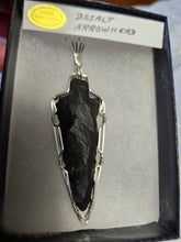 Load image into Gallery viewer, Custom Wire Wrapped Basalt Arrowhead Knapped by George Lott Necklace/Pendant Sterling Silver