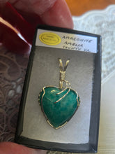 Load image into Gallery viewer, Custom Wire Wrapped Amazonite Heart Morefield Mine Amelia Cty VA Necklace/Pendant Sterling Silver