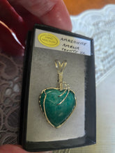 Load image into Gallery viewer, Custom Wire Wrapped Amazonite Heart Morefield Mine Amelia Cty VA Necklace/Pendant Sterling Silver