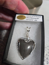 Load image into Gallery viewer, Custom Cut Polished &amp; Wire Wrapped Gray Hokie Stone Heart Virginia Tech Necklace/Pendant Sterling Silver