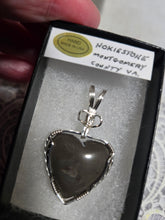 Load image into Gallery viewer, Custom Cut Polished &amp; Wire Wrapped Gray Hokie Stone Heart Virginia Tech Necklace/Pendant Sterling Silver