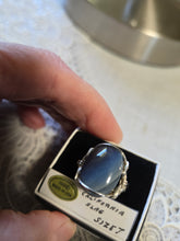 Load image into Gallery viewer, Custom Cut Polished and Wire Wrapped California Iron Ore Slag Ring Size 7 Sterling Silver