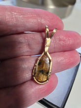 Load image into Gallery viewer, Custom Wire Wrapped Rare Gold Star Rutilated Quarts &amp; Hematite Necklace/Pendant 14kgf