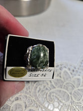 Load image into Gallery viewer, Custom Cut Polished &amp; Wire Wrapped Seraphenite (Angel Stone) Ring Size 5 1/2 Sterling Silver