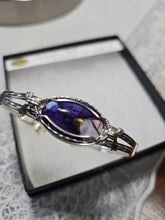 Load image into Gallery viewer, Custom Cut Polished &amp; Wire Wrapped Violet Rose Bracelet Size 7 Sterling Silver