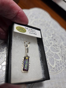 Custom Wire Wrapped Faceted Rainbow Mystic Topaz Necklace/Pendant Sterling Silver