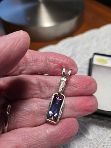 Custom Wire Wrapped Faceted Rainbow Mystic Topaz Necklace/Pendant Sterling Silver