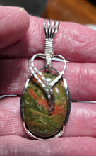 Load image into Gallery viewer, Custom Wire Wrapped Ms Virginia Unakite Set: Necklace/Pendant Earrings  Sterling Silver