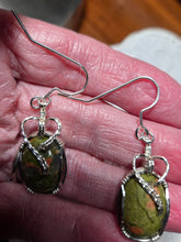 Load image into Gallery viewer, Custom Wire Wrapped Ms Virginia Unakite Set: Necklace/Pendant Earrings  Sterling Silver