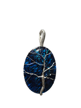 Load image into Gallery viewer, Custom Wire Wrapped Blue Paua Shell Tree of Life Sterling Silver Necklace/Pendant