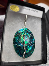 Load image into Gallery viewer, Custom Wire Wrapped Green Paua Shell Tree of Life Sterling Silver Necklace/Pendant