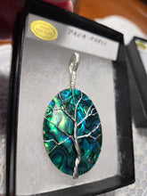 Load image into Gallery viewer, Custom Wire Wrapped Green Paua Shell Tree of Life Sterling Silver Necklace/Pendant