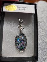 Load image into Gallery viewer, Custom Wire Wrapped Dichroic Glass Necklace/Pendant Sterling Silver